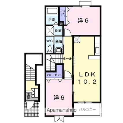 エステート・Ａ　Ⅰ[2LDK/57.02m2]の間取図