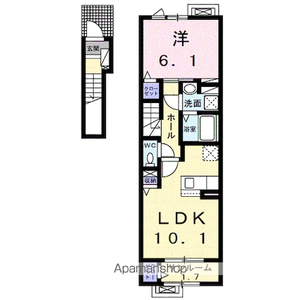 ルナ・カーサⅠ[1LDK/46.29m2]の間取図
