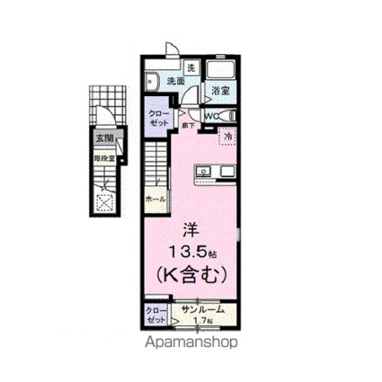 ルーセンス[1R/40.74m2]の間取図