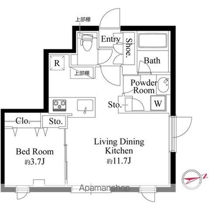ラ・ペルラ下北沢[1LDK/37.02m2]の間取図