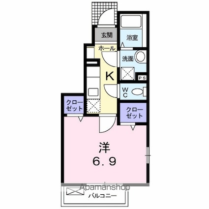 フィオーレ[1K/25.03m2]の間取図