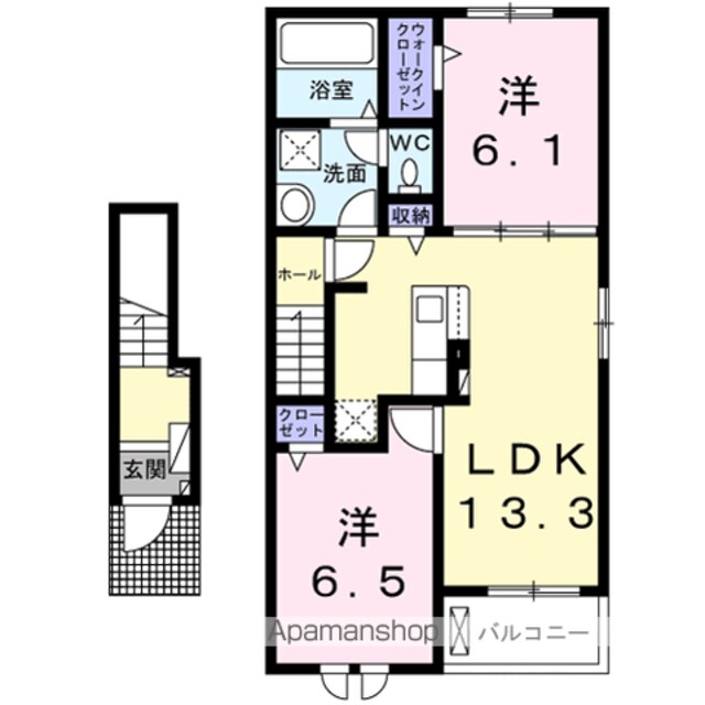 アルドールⅠ[2LDK/59.55m2]の間取図