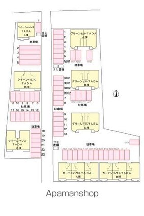 ガーデンハウスＴＡＤＡ　Ａ[2LDK/61.68m2]の配置図