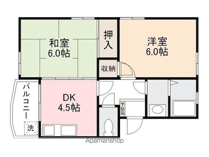 グリーンコーポ[2DK/40m2]の間取図
