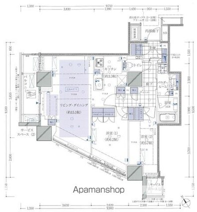 品川タワーレジデンス[2LDK/71.67m2]の間取図