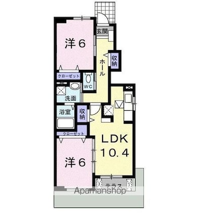 リバーヒルＢ[2LDK/55.42m2]の間取図