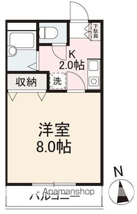 クレイドルⅤ・Ⅵ[1K/26m2]の間取図