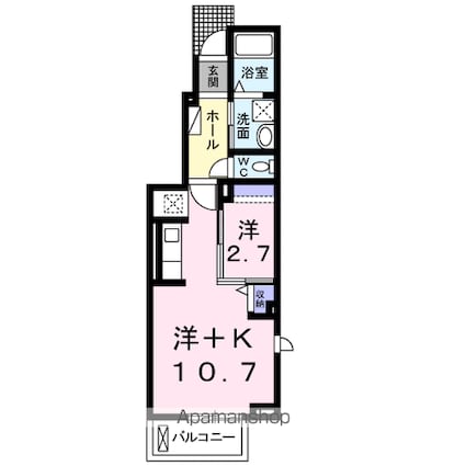 グランソレイユＨＭⅠ[1K/34.81m2]の間取図