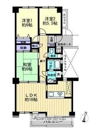 ダイアパレス屋島[3LDK/73.46m2]の間取図