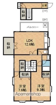 大谷口　一期の家（オオヤグチイチゴノイエ）[2LDK/83.4m2]の間取図