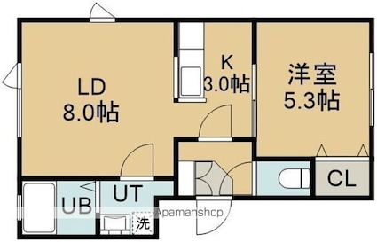 ライブタウン本通（ライブタウンホンドオリ）[1LDK/36.85m2]の間取図