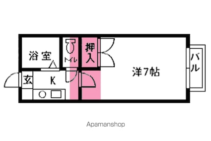 リバサイド青葉[1K/23.1m2]の間取図
