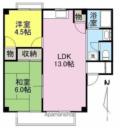 フォブール田中Ａ棟[2LDK/51.34m2]の間取図