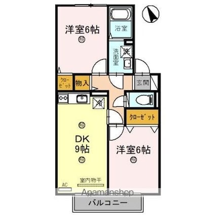 クラージュ　Ｂ棟[2DK/50.4m2]の間取図