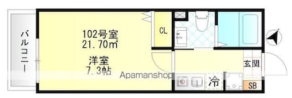 東京都杉並区上井草３丁目[1K/21.7m2]の間取図