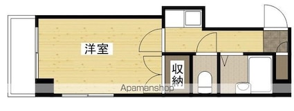 広島県広島市中区上幟町[1K/22.3m2]の間取図