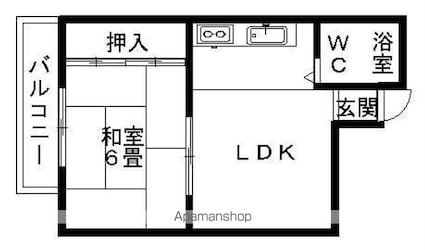 山元ビル[1DK/25.5m2]の間取図