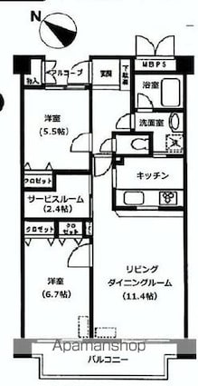 ＦＵＬＬ　ＨＯＵＳＥ　ＧＡＫＵＧＥＩ　ＤＡＩＧＡＫＵ[2SLDK/70.3m2]の間取図