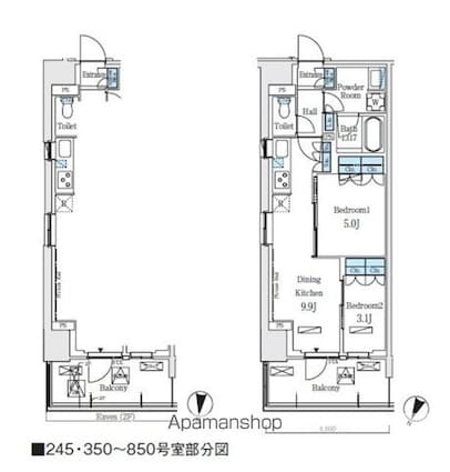 ロイヤルパークス赤羽ノース[2DK/46.2m2]の間取図