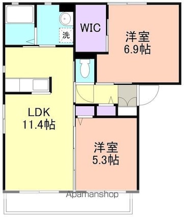 シャーメゾン岩出[2LDK/54.07m2]の間取図