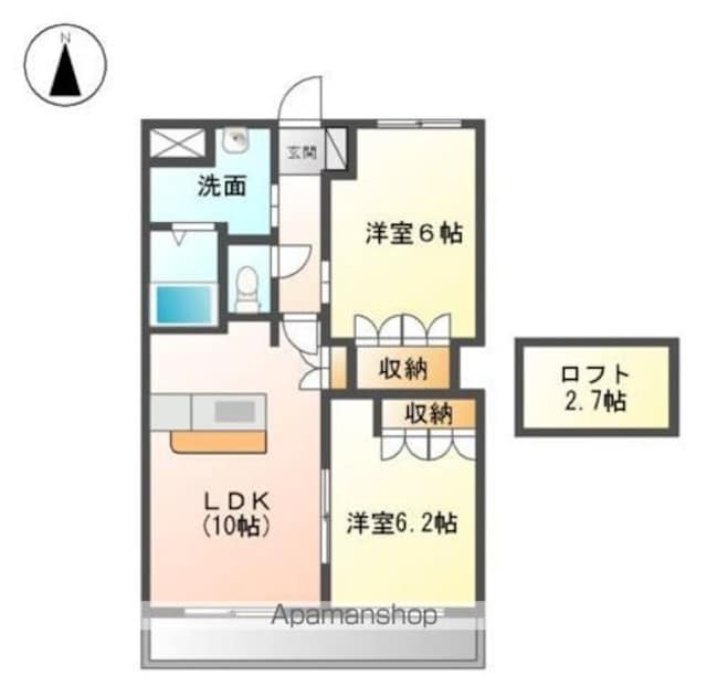 パストラルＫ[2LDK/51.66m2]の間取図
