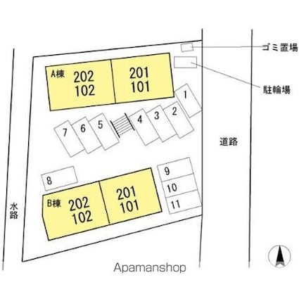 ツインハウス木村　Ａ[1LDK/45.54m2]の配置図