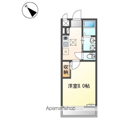カーサＨ．Ｋ[1K/27.44m2]の間取図