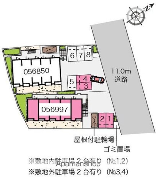 クレイノグランドソレーユⅠ[1K/25.17m2]の駐車場