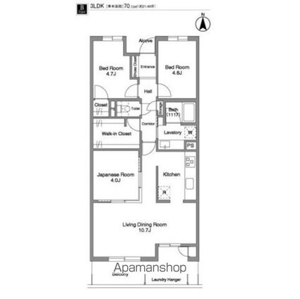 コンフォリア墨田三丁目[3LDK/71.21m2]の間取図