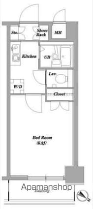 レジディア門前仲町[1K/21.35m2]の間取図