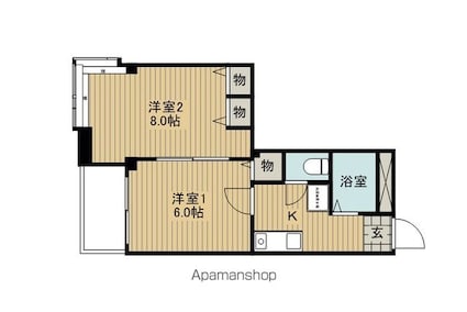 レジデンス９２３長地[2K/34.1m2]の間取図