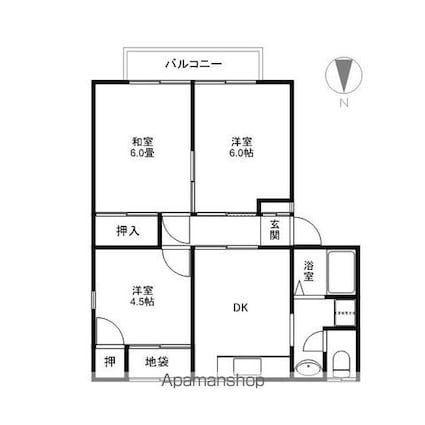 コーポ美里Ａ棟[3DK/51.34m2]の間取図