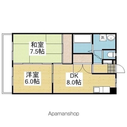 聖和ハイツ　西棟[2DK/52.38m2]の間取図