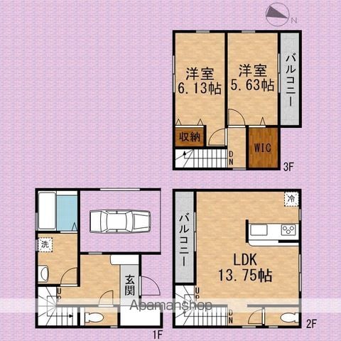 東武鉄道東上線 柳瀬川駅 徒歩27分 3階建 築4年の間取り写真