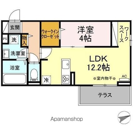 ＤーＲＯＯＭやはた[1LDK/41.86m2]の間取図