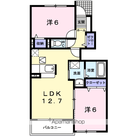 岐阜市中鶉のアパートの間取り