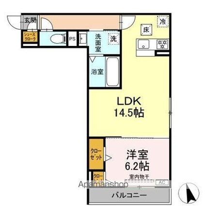 （仮称）ＤーＲＯＯＭ下池川町[1LDK/50.61m2]の間取図
