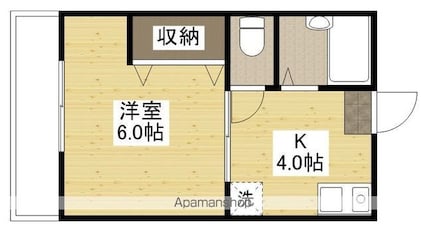 セジュール水木[1K/21.1m2]の間取図