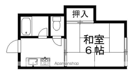 滋賀県近江八幡市音羽町[1K/18.22m2]の間取図