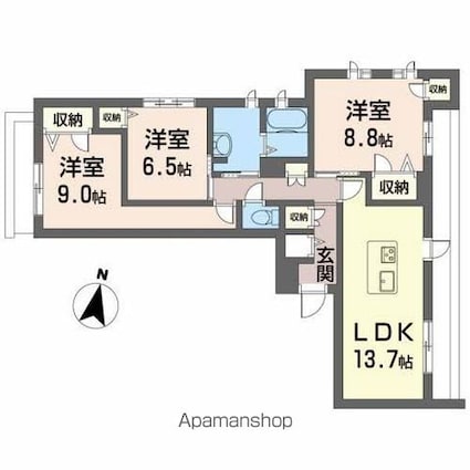クレスティーク山王[3LDK/89.62m2]の間取図