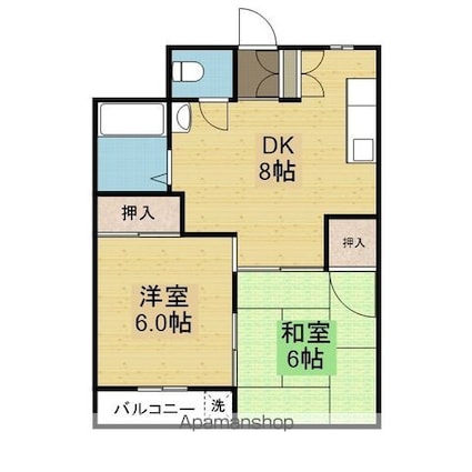 大八ビル[2DK/38m2]の間取図