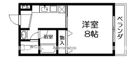 フルーレ伊勢[1K/25.56m2]の間取図