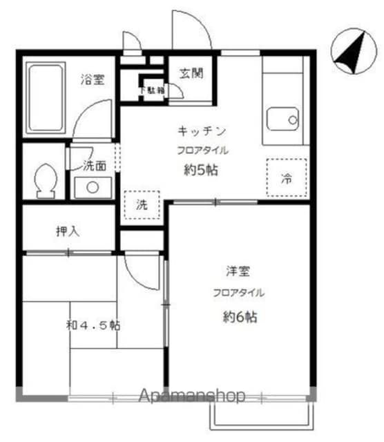 サニーヒル・ヒバリＩ[2K/34.78m2]の間取図