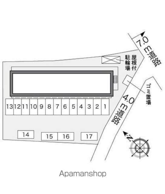 レオパレスＨＡＲＵ　Ｂ[1K/23.18m2]の配置図