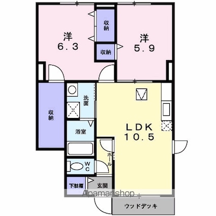 オリージャ　Ⅰ[2LDK/54.86m2]の間取図