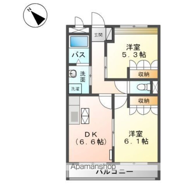 サザンコート２６[2DK/45.63m2]の間取図