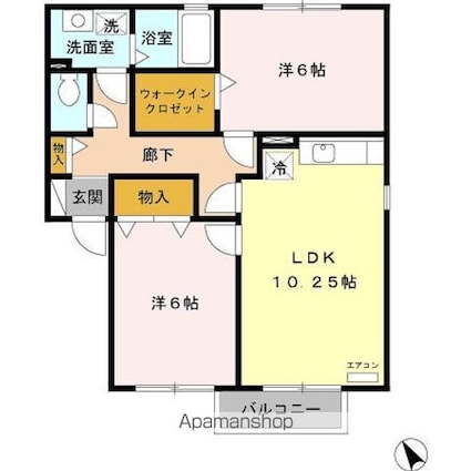 フローレス・リーベＡＢ[2LDK/55.44m2]の間取図