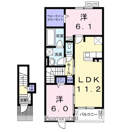 ウエスト　ディオスⅡ[2LDK/59.09m2]の間取図