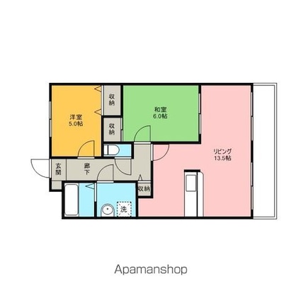 ファミール駒坂[2LDK/57.05m2]の間取図
