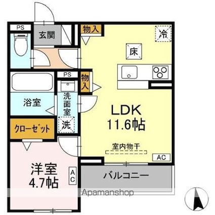 セレスティア福光西　ＥＡＳＴ[1LDK/40.13m2]の間取図